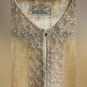 Vintage “Cyn Les” Mid Mod Lined Mohair Wool Beaded Women's Cardigan Sweater M/L